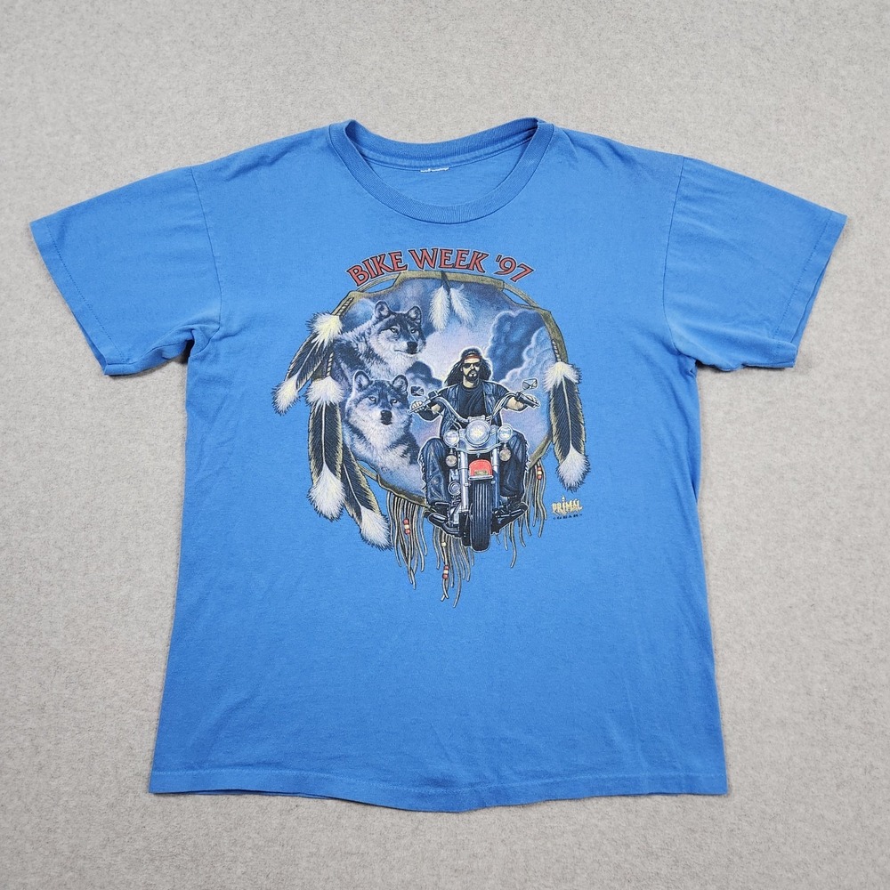 Vintage Bike Week Shirt Large Blue Daytona Beach Dreamcatcher Motorcycle 90s